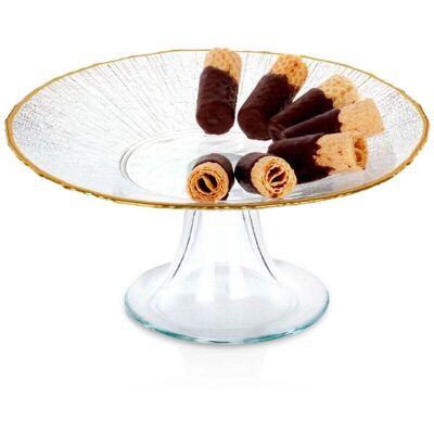 Altri Brand Support à Gâteaux en Verre - 21cm - Bord Doré - Élégant - Publicité Altri Brand Support à Gâteaux en Verre - 21cm - Bord Doré - Élégant - Publicité