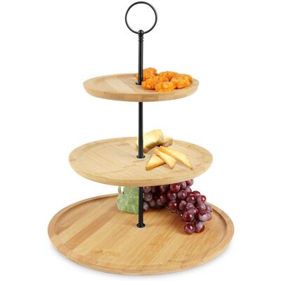 Excellent Houseware Drie-laags bambu koekjesstandaard - Koekjesstand voor taarten, fruit, snacks Excellent Houseware Drie-laags bambu koekjesstandaard - Koekjesstand voor taarten, fruit, snacks