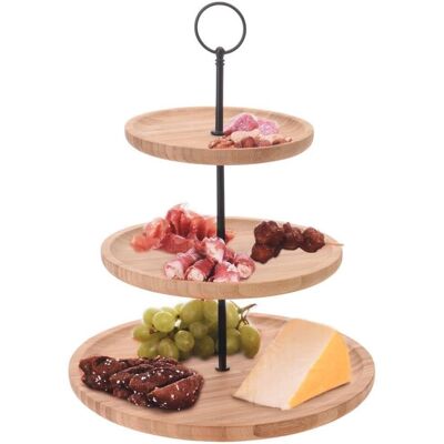 Excellent Houseware Drie-laags bambu koekjesstandaard - Koekjesstand voor taarten, fruit, snacks Excellent Houseware Drie-laags bambu koekjesstandaard - Koekjesstand voor taarten, fruit, snacks
