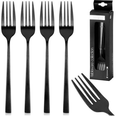 Excellent Houseware - Widelczyki deserowe stalowe czarne 4 szt - Cutlery Excellent Houseware - Widelczyki deserowe stalowe czarne 4 szt - Cutlery