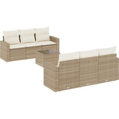 vidaXL Garten-Sofagarnitur - Rattan, Sicherheitsglas vidaXL Garten-Sofagarnitur - Rattan, Sicherheitsglas