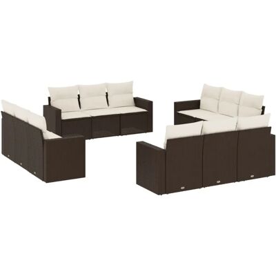 VidaXL 6125 Garten-Sofagarnitur mit Kissen - Rattan, Braun, 13-teilig VidaXL 6125 Garten-Sofagarnitur mit Kissen - Rattan, Braun, 13-teilig