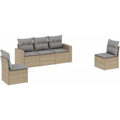 Conjunto de Sofás de Jardín con Cojines - Beige y Gris Conjunto de Sofás de Jardín con Cojines - Beige y Gris