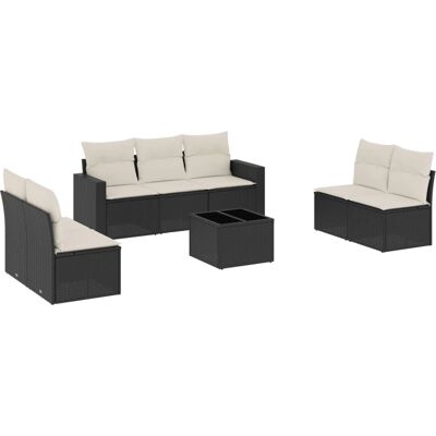 VidaXL Tuinset 7-delig - Zwart - Rattan - Buiten VidaXL Tuinset 7-delig - Zwart - Rattan - Buiten
