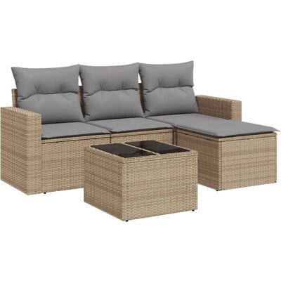 vidaXL Tuinbank Set - Modulair, Waterdichte Kussens, Tafel van Veilig Glas vidaXL Tuinbank Set - Modulair, Waterdichte Kussens, Tafel van Veilig Glas