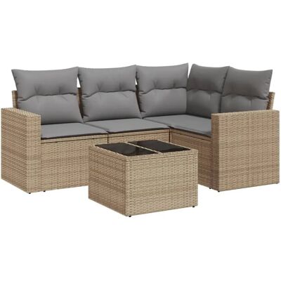vidaXL Tuinbank Set - Beige, Kunst Rattan, Modulair vidaXL Tuinbank Set - Beige, Kunst Rattan, Modulair