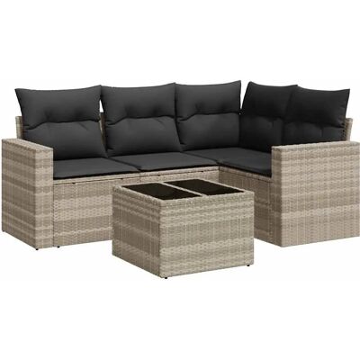 vidaXL Gartensofa-Set aus Poly Rattan in Hellgrau - Gartenmöbel vidaXL Gartensofa-Set aus Poly Rattan in Hellgrau - Gartenmöbel