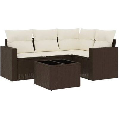 VidaXL Gartenbank-Set - Braun Rattan, Gehärtetes Glas, Modular VidaXL Gartenbank-Set - Braun Rattan, Gehärtetes Glas, Modular