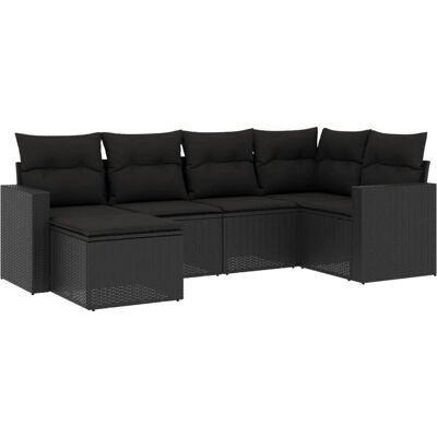 vidaXL Gartensofa-Set - Langlebiger Kunststoff Rattan - Schwarz vidaXL Gartensofa-Set - Langlebiger Kunststoff Rattan - Schwarz