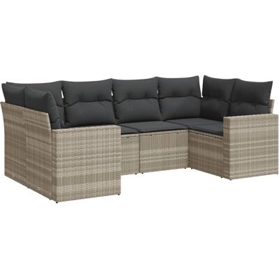 vidaXL Gartentisch-Set 6-tlg. Mit Kissen Beige Poly Rattan vidaXL Gartentisch-Set 6-tlg. Mit Kissen Beige Poly Rattan