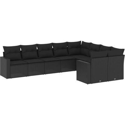vidaXL Gartensofa-Set 8-tlg. mit Kissen, Schwarz vidaXL Gartensofa-Set 8-tlg. mit Kissen, Schwarz