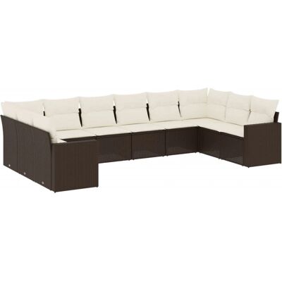 VidaXL Gartenbank-Set - Braun, Rattan, Gehärtetes Glas VidaXL Gartenbank-Set - Braun, Rattan, Gehärtetes Glas