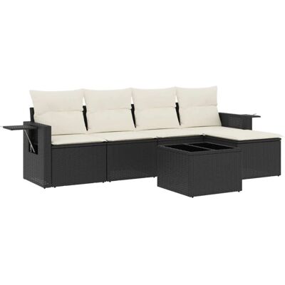vidaXL Gartenmöbel-Set - 6-teilig, Schwarz & Creme vidaXL Gartenmöbel-Set - 6-teilig, Schwarz & Creme