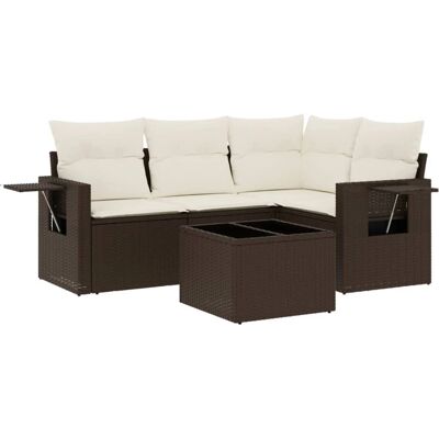 vidaXL 4-tlg. Garten-Sofagarnitur mit Kissen Beige - Modular, Wetterfest vidaXL 4-tlg. Garten-Sofagarnitur mit Kissen Beige - Modular, Wetterfest