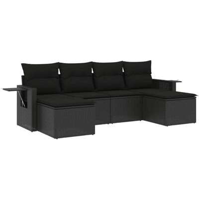 VidaXL Gartenmöbelset - schwarz, 7 delar, rattan, modular VidaXL Gartenmöbelset - schwarz, 7 delar, rattan, modular