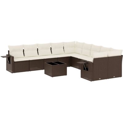 vidaXL Gartenmöbel-Set - Braun & Creme - 11-tlg. Sofa vidaXL Gartenmöbel-Set - Braun & Creme - 11-tlg. Sofa