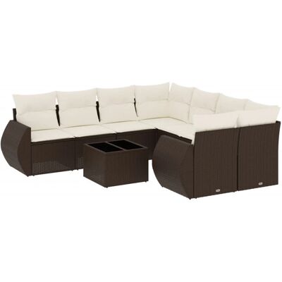 vidaXL 9-tlg. Garten-Sofagarnitur mit Kissen - Schwarz Poly Rattan vidaXL 9-tlg. Garten-Sofagarnitur mit Kissen - Schwarz Poly Rattan