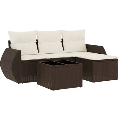 vidaXL Garten-Sofagarnitur - braun und creme - 3253610 vidaXL Garten-Sofagarnitur - braun und creme - 3253610