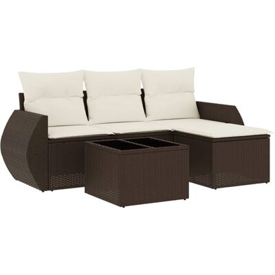 VidaXL Gartenmöbel-Set - Braun & Creme - Modular, Für Garten & Terrasse VidaXL Gartenmöbel-Set - Braun & Creme - Modular, Für Garten & Terrasse