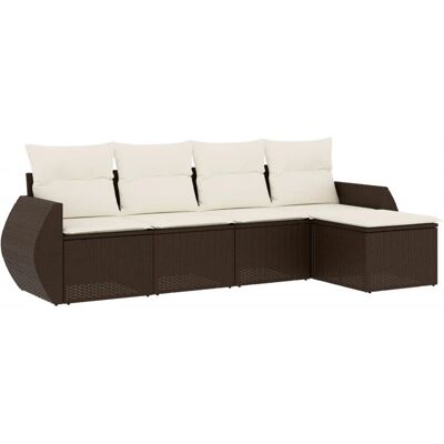 vidaXL 5-tlg. Garten-Sofagarnitur Mit Kissen in Braun vidaXL 5-tlg. Garten-Sofagarnitur Mit Kissen in Braun