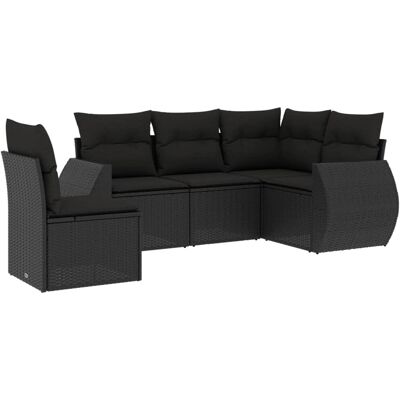 vidaXL 6-teiliges Gartensofa-Set - Schwarz - Poly Rattan vidaXL 6-teiliges Gartensofa-Set - Schwarz - Poly Rattan