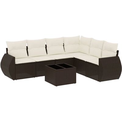 vidaXL 7-Tlg. Garten-Sofagarnitur Mit Kissen Beige Poly Rattan vidaXL 7-Tlg. Garten-Sofagarnitur Mit Kissen Beige Poly Rattan