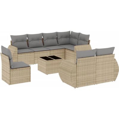 vidaXL Gartenmöbel-Set - 9-teiliges Modular Beige Rattan - Gartenmöbel-Set vidaXL Gartenmöbel-Set - 9-teiliges Modular Beige Rattan - Gartenmöbel-Set