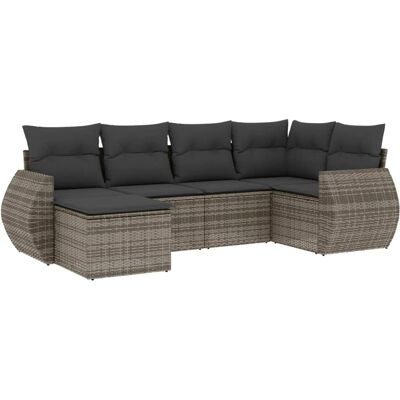 Vidaxl - Set de muebles de jardín 6 pzas y cojines ratán sintético gris - Muebles de exterior Vidaxl - Set de muebles de jardín 6 pzas y cojines ratán sintético gris - Muebles de exterior