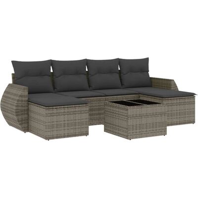 vidaXL Gartenset 7-tlg. Grau - Poly Rattan vidaXL Gartenset 7-tlg. Grau - Poly Rattan