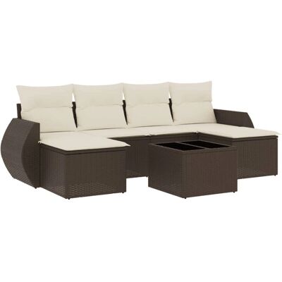 vidaXL Garten-Sofagarnitur - Braun und Creme - Außenmöbelset vidaXL Garten-Sofagarnitur - Braun und Creme - Außenmöbelset