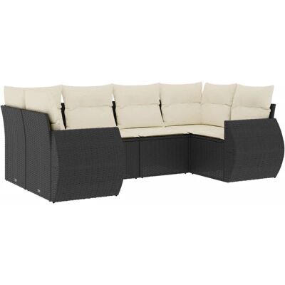 vidaXL 6-tlg. Garten-Sofagarnitur mit Kissen Schwarz - Outdoor, Garten vidaXL 6-tlg. Garten-Sofagarnitur mit Kissen Schwarz - Outdoor, Garten