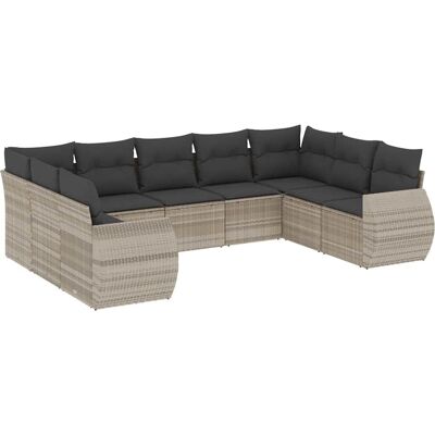 vidaXL 9-tlg. Garten-Sofagarnitur mit Kissen Beige - Poly Rattan vidaXL 9-tlg. Garten-Sofagarnitur mit Kissen Beige - Poly Rattan