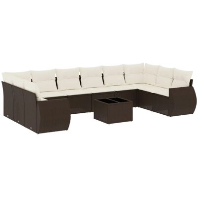 VidaXL Gartenmöbel-Set - Braun, 11-teiliges Modulares Gartensofa VidaXL Gartenmöbel-Set - Braun, 11-teiliges Modulares Gartensofa