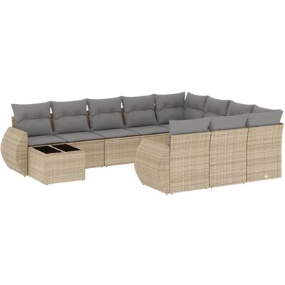 vidaXL 11-teiliges Gartensofagarnitur mit Kissen Beige - Poly Rattan vidaXL 11-teiliges Gartensofagarnitur mit Kissen Beige - Poly Rattan