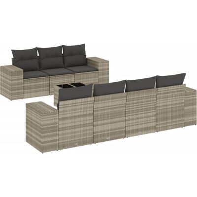 vidaXL Gartenmöbel-Set - 8-tlg. Sofa mit Kissen Hellgrau vidaXL Gartenmöbel-Set - 8-tlg. Sofa mit Kissen Hellgrau