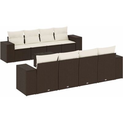 vidaXL Garten-Sofagarnitur 9-tlg. Braun Creme - Outdoor Möbel vidaXL Garten-Sofagarnitur 9-tlg. Braun Creme - Outdoor Möbel
