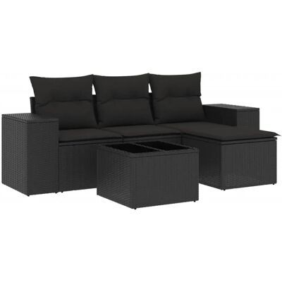 vidaXL 4-Tlg. Garten-Sofagarnitur mit Kissen, Schwarz vidaXL 4-Tlg. Garten-Sofagarnitur mit Kissen, Schwarz