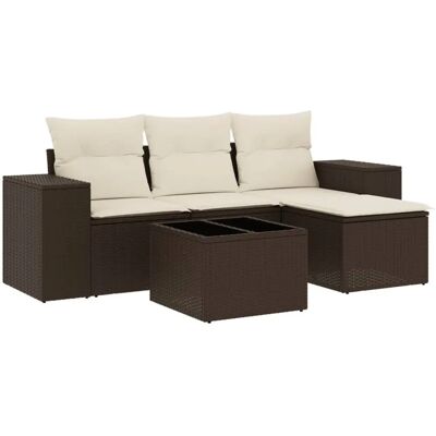 vidaXL Garten-Sofagarnitur - Beige - Aufbewahrung & Tisch vidaXL Garten-Sofagarnitur - Beige - Aufbewahrung & Tisch