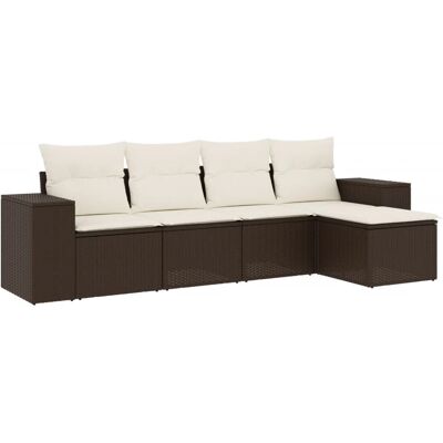 vidaXL 5-teilige Garten-Sofagarnitur Beige Poly Rattan vidaXL 5-teilige Garten-Sofagarnitur Beige Poly Rattan