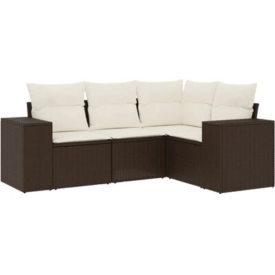 vidaXL 5-Tlg. Garten-Sofagarnitur Mit Kissen Beige Poly Rattan vidaXL 5-Tlg. Garten-Sofagarnitur Mit Kissen Beige Poly Rattan