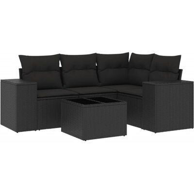 vidaXL Gartenmöbel-Set - Schwarz - 5-teiliges Sofa & Tisch vidaXL Gartenmöbel-Set - Schwarz - 5-teiliges Sofa & Tisch