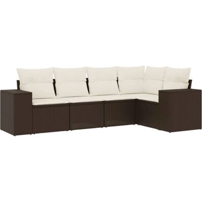 vidaXL 6-Tlg. Garten-Sofagarnitur Mit Kissen Beige - Poly Rattan Farbe: Braun und Creme vidaXL 6-Tlg. Garten-Sofagarnitur Mit Kissen Beige - Poly Rattan Farbe: Braun und Creme