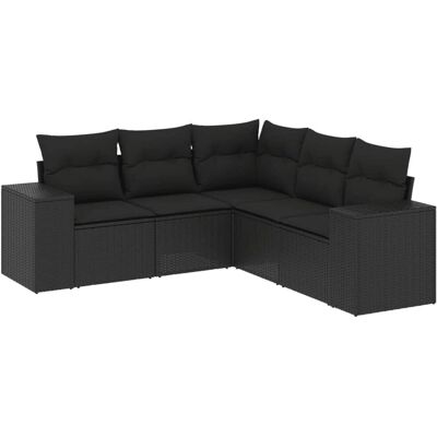 vidaXL 5-tlg. Garten-Sofagarnitur Schwarz - Poly Rattan vidaXL 5-tlg. Garten-Sofagarnitur Schwarz - Poly Rattan