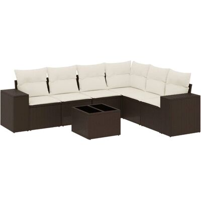 vidaXL 6-Tlg. Garten-Sofagarnitur Mit Kissen Beige Poly Rattan vidaXL 6-Tlg. Garten-Sofagarnitur Mit Kissen Beige Poly Rattan