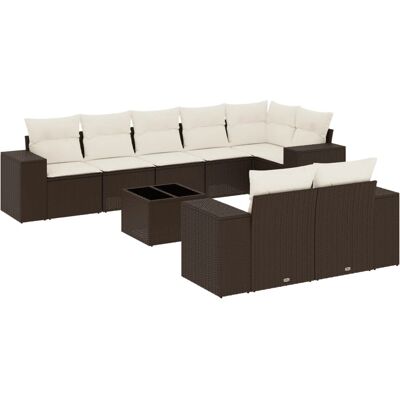 vidaXL 8-tlg. Garten-Sofagarnitur mit Kissen, Braun & Creme vidaXL 8-tlg. Garten-Sofagarnitur mit Kissen, Braun & Creme