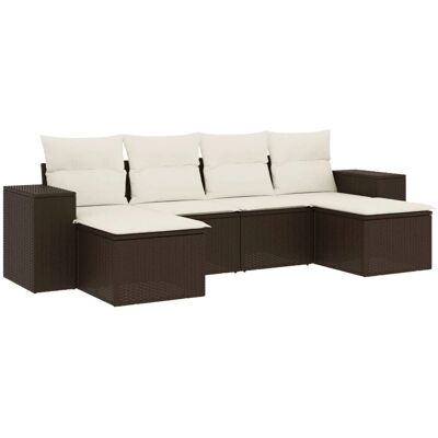 vidaXL Gartenmöbel-Set - Braun und Creme - Langlebig, Modular, Wetterbeständig vidaXL Gartenmöbel-Set - Braun und Creme - Langlebig, Modular, Wetterbeständig