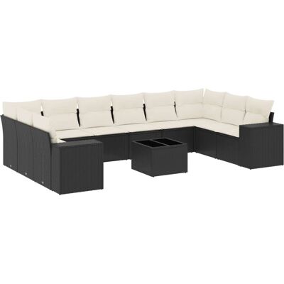 VidaXL Gartenmöbel-Set - Schwarz - Modular Lounge & Tisch VidaXL Gartenmöbel-Set - Schwarz - Modular Lounge & Tisch