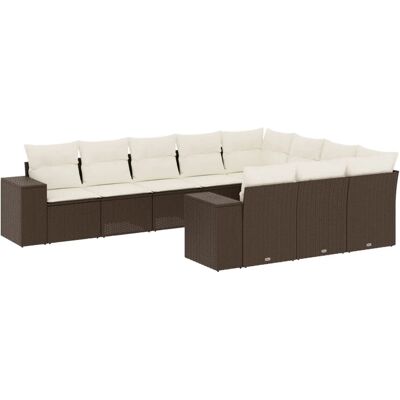 vidaXL Gartenmöbel-Set - Braun & Creme - 11-tlg. Garten-Sofagarnitur vidaXL Gartenmöbel-Set - Braun & Creme - 11-tlg. Garten-Sofagarnitur