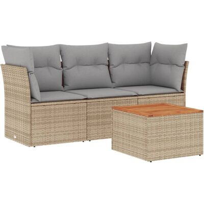 vidaXL 4-tlg. Garten-Sofagarnitur - Beige, Poly Rattan, Modular, UV-beständig vidaXL 4-tlg. Garten-Sofagarnitur - Beige, Poly Rattan, Modular, UV-beständig