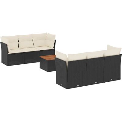 vidaXL Gartenmöbel-Set - Schwarz - 7-teiliges moduläres Gartensofa vidaXL Gartenmöbel-Set - Schwarz - 7-teiliges moduläres Gartensofa